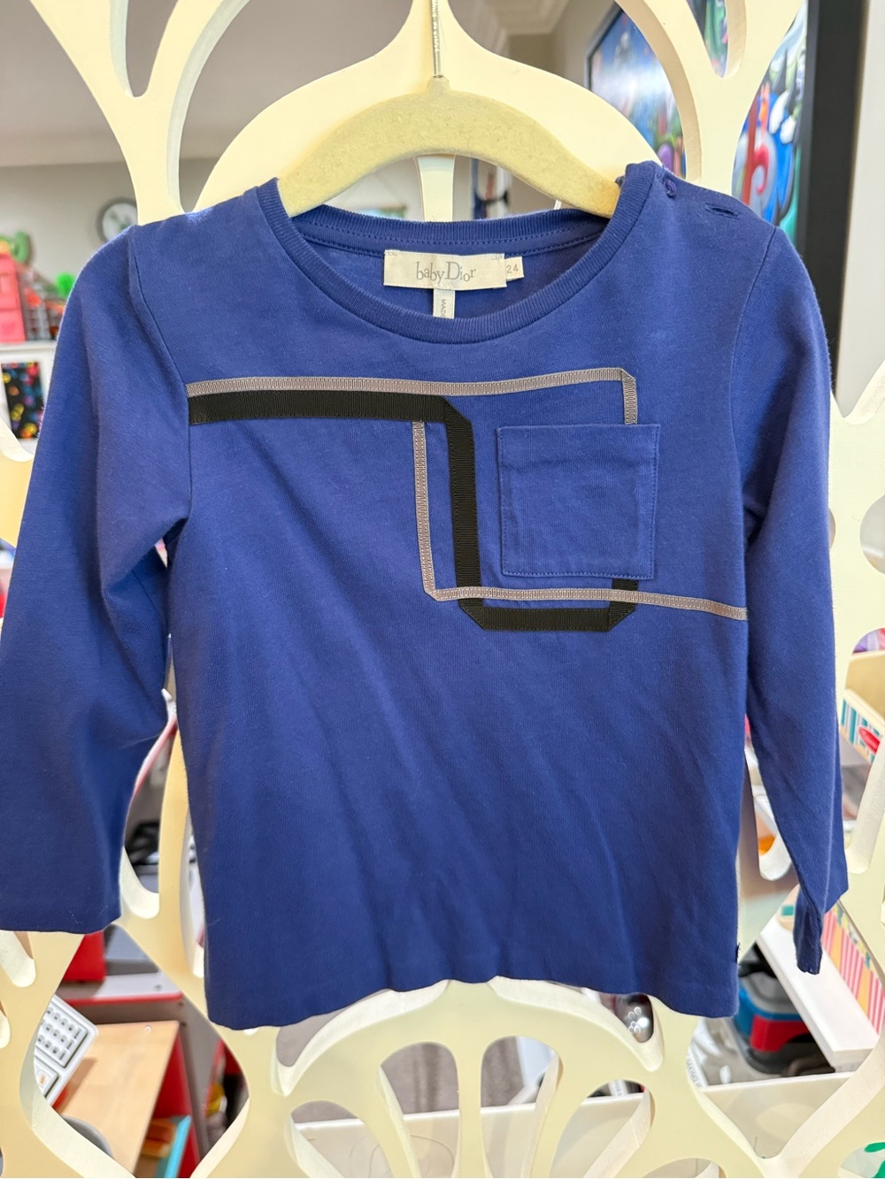 Kids Long-Sleeve Pocket Tee in Royal Blue